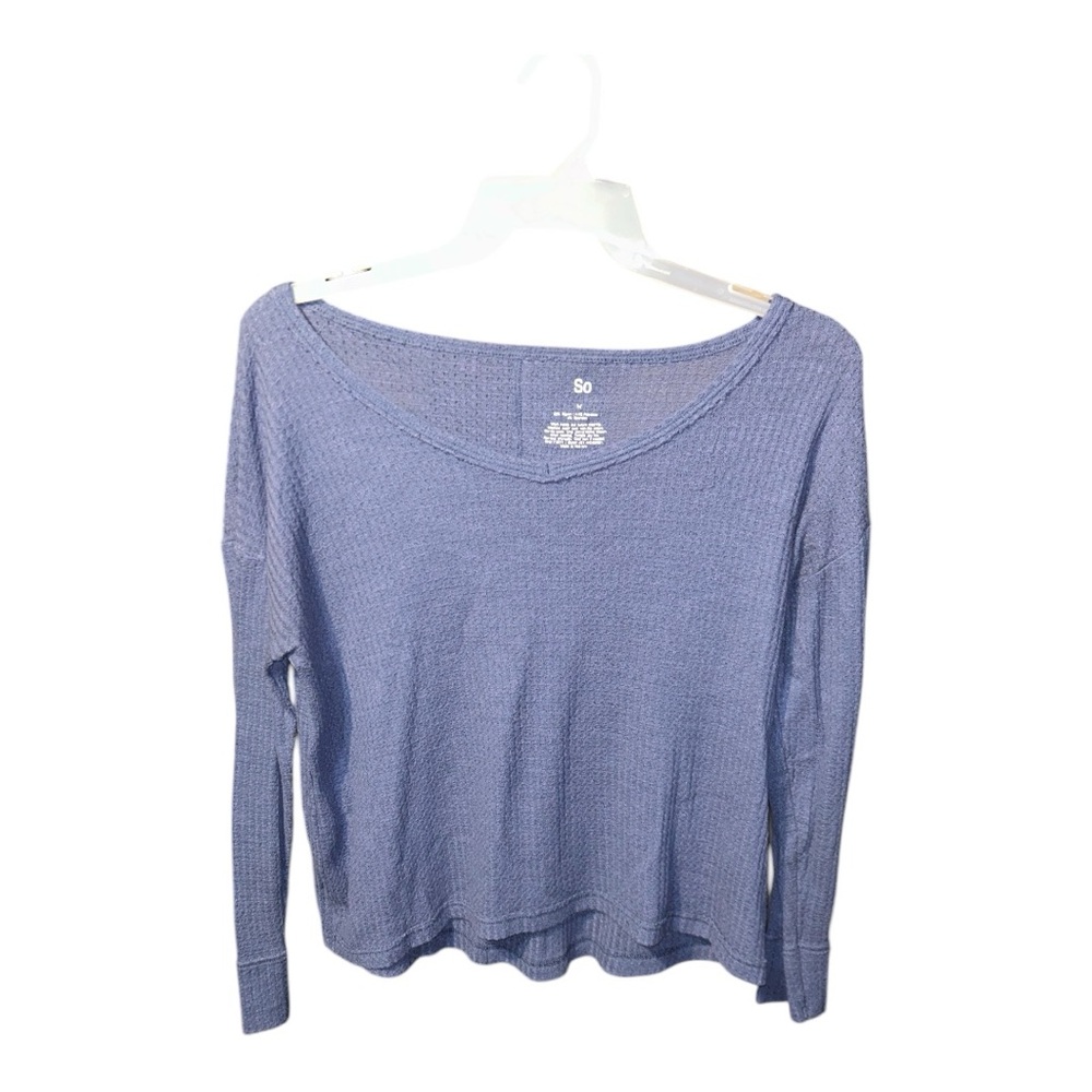 SO Blue Long Sleeve V-Neck Relaxed Fit Sweater Size M